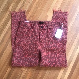 Mother Leopard Print High Rise Jeans